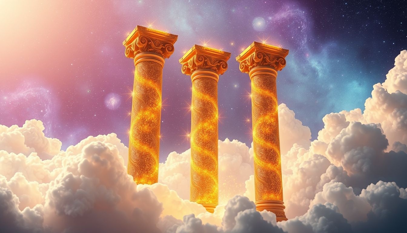 Les colonnes ornées symbolisent prospérité, abondance et réussite durable.