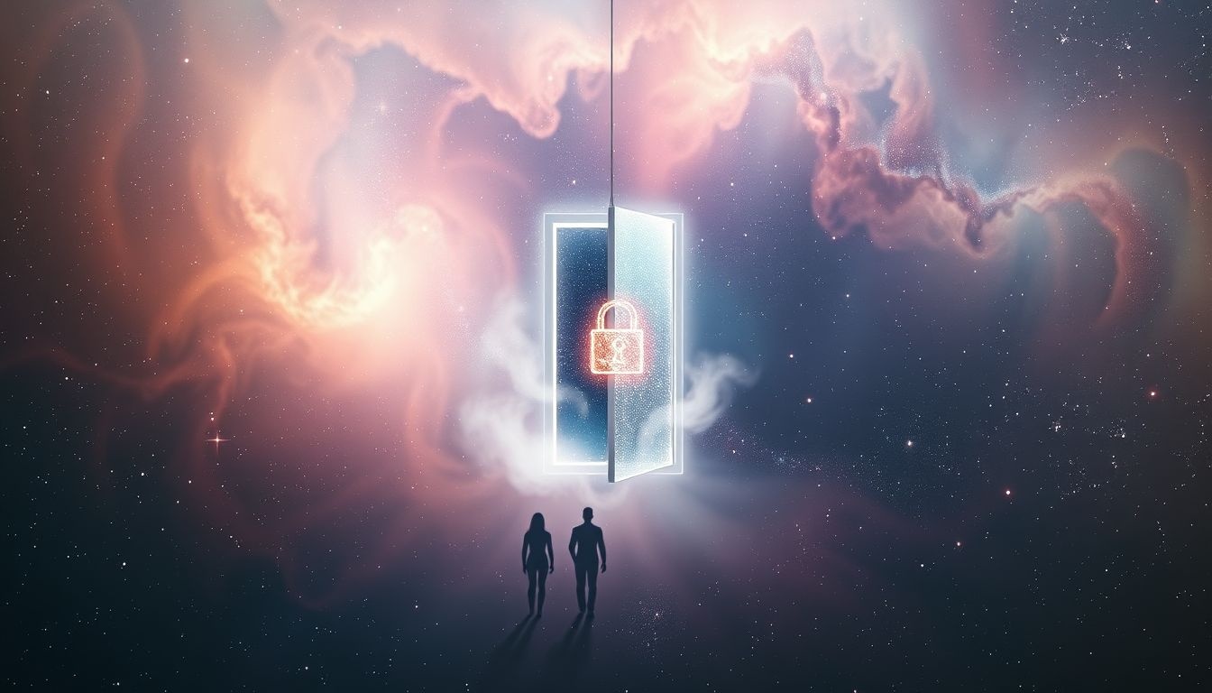 Une porte fermée symbolise souvent des mystères et barrières émotionnelles.