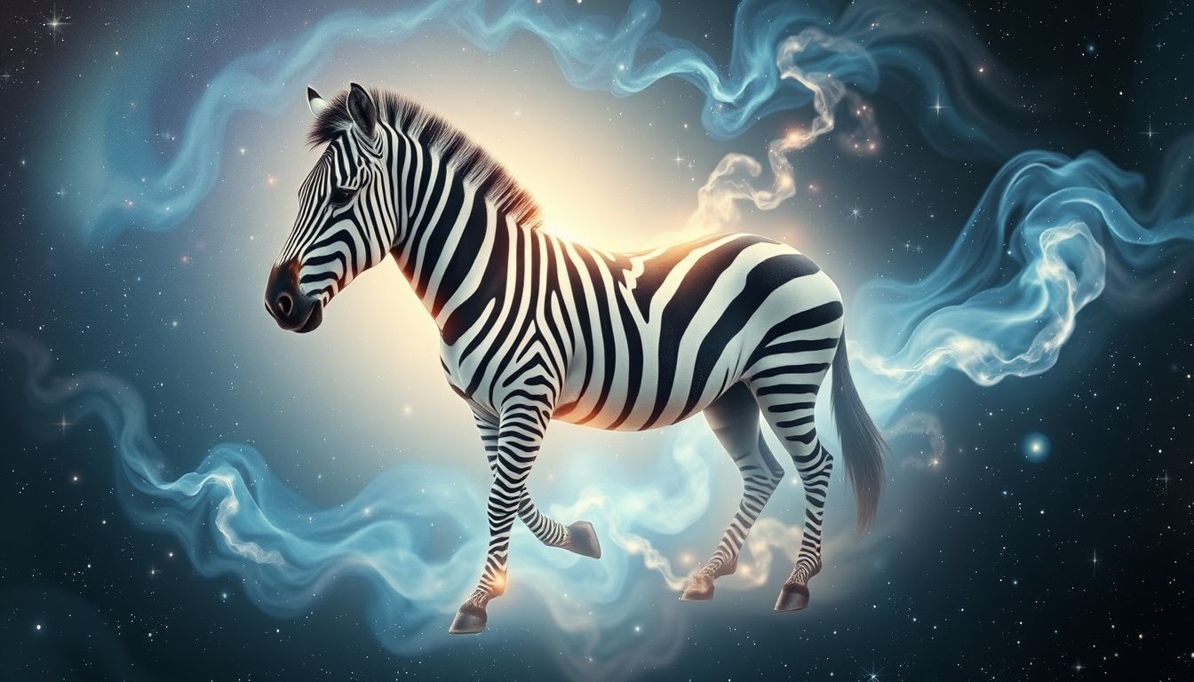 Le zèbre symbolise l'adaptation face aux transformations personnelles profondes.