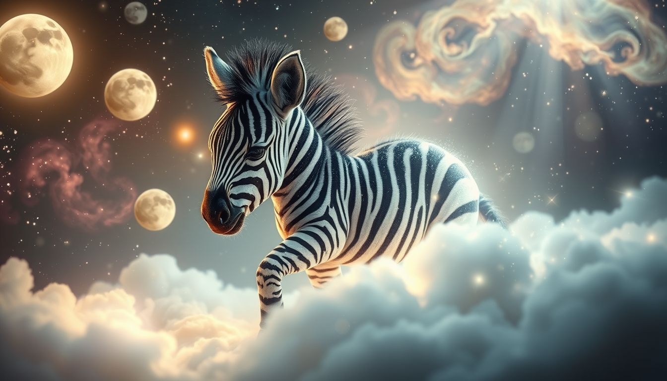 Le zèbre nouveau-né symbolise l'innocence et nouveaux potentiels créatifs.