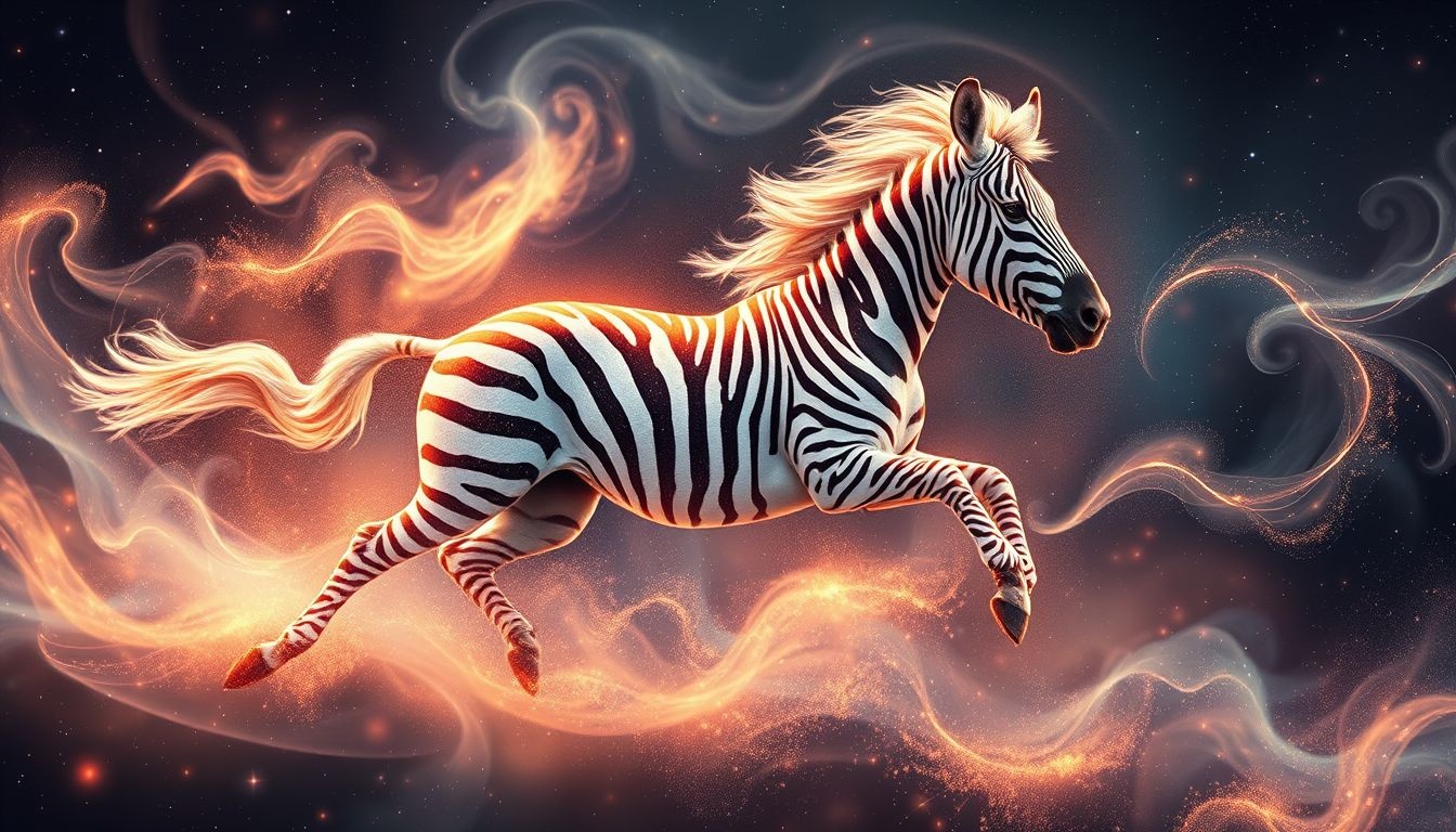 Le zèbre qui galope symbolise l’énergie et l’avancement rapide.