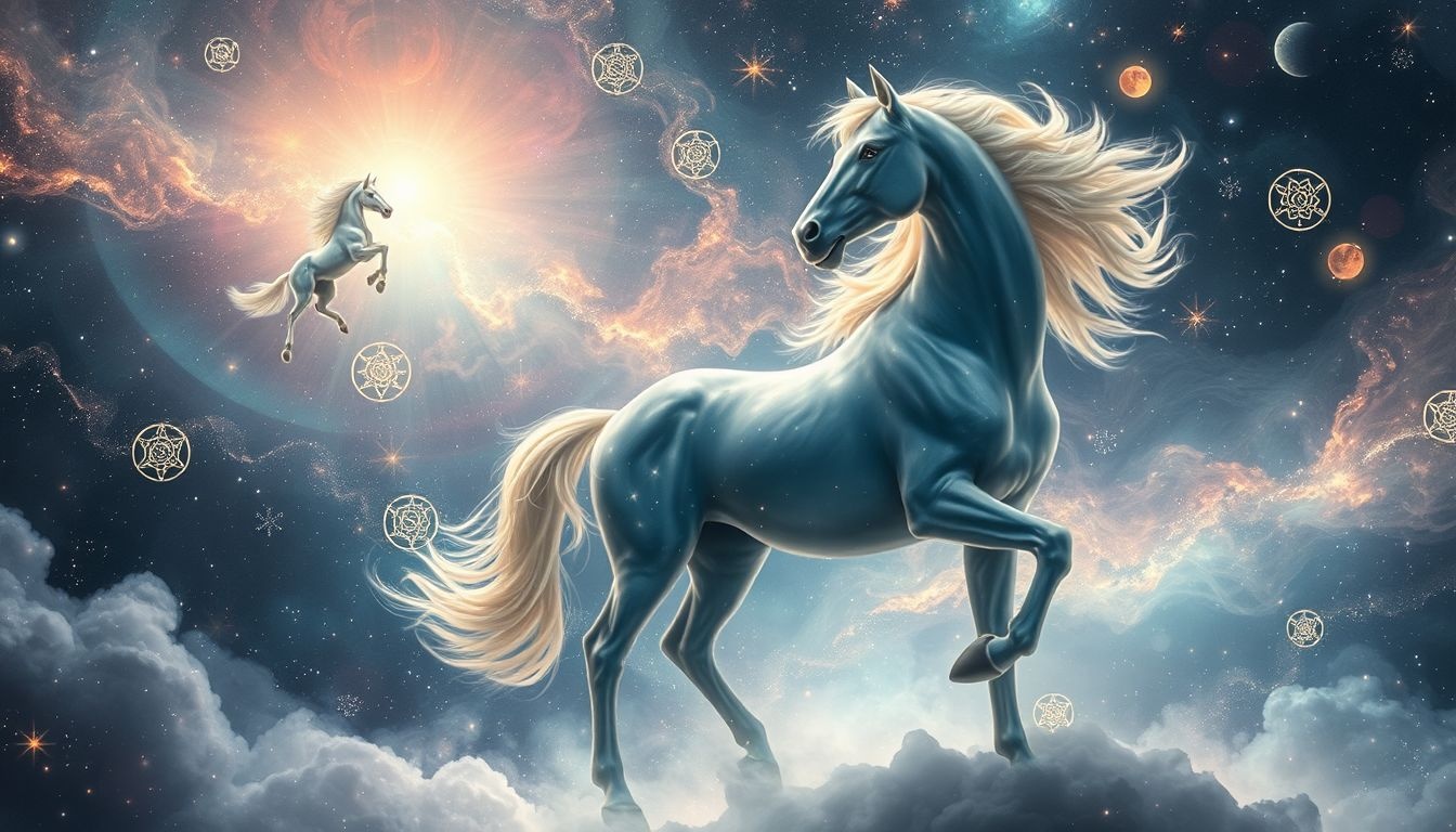 Dans la mythologie celtique, l’étalon symbolise la puissance divine.