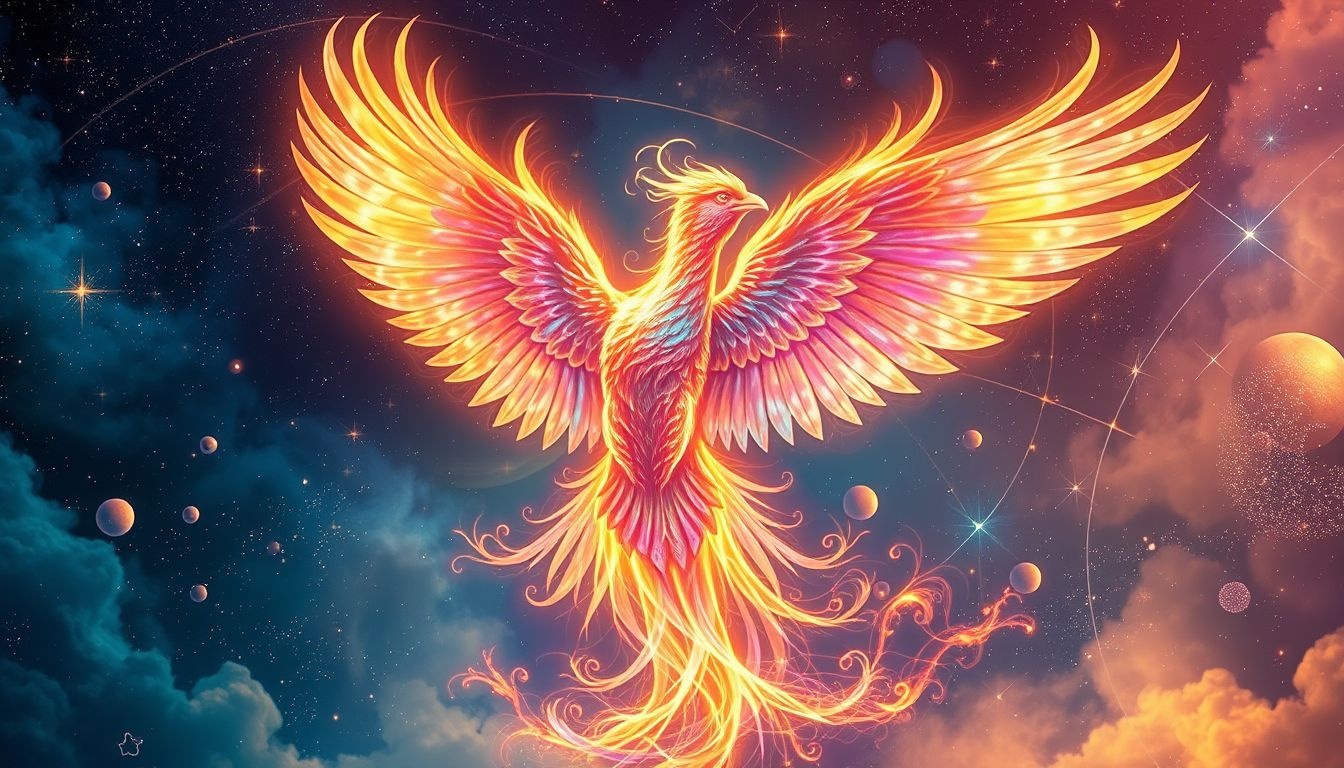 Chaque couleur du phénix symbolise un aspect unique de renouveau.