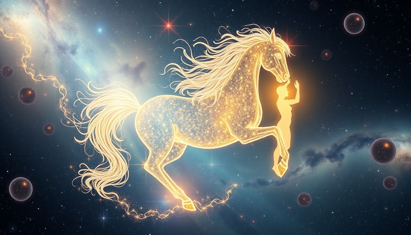 Nourrir un étalon symbolise cultiver force intérieure et potentiel caché.