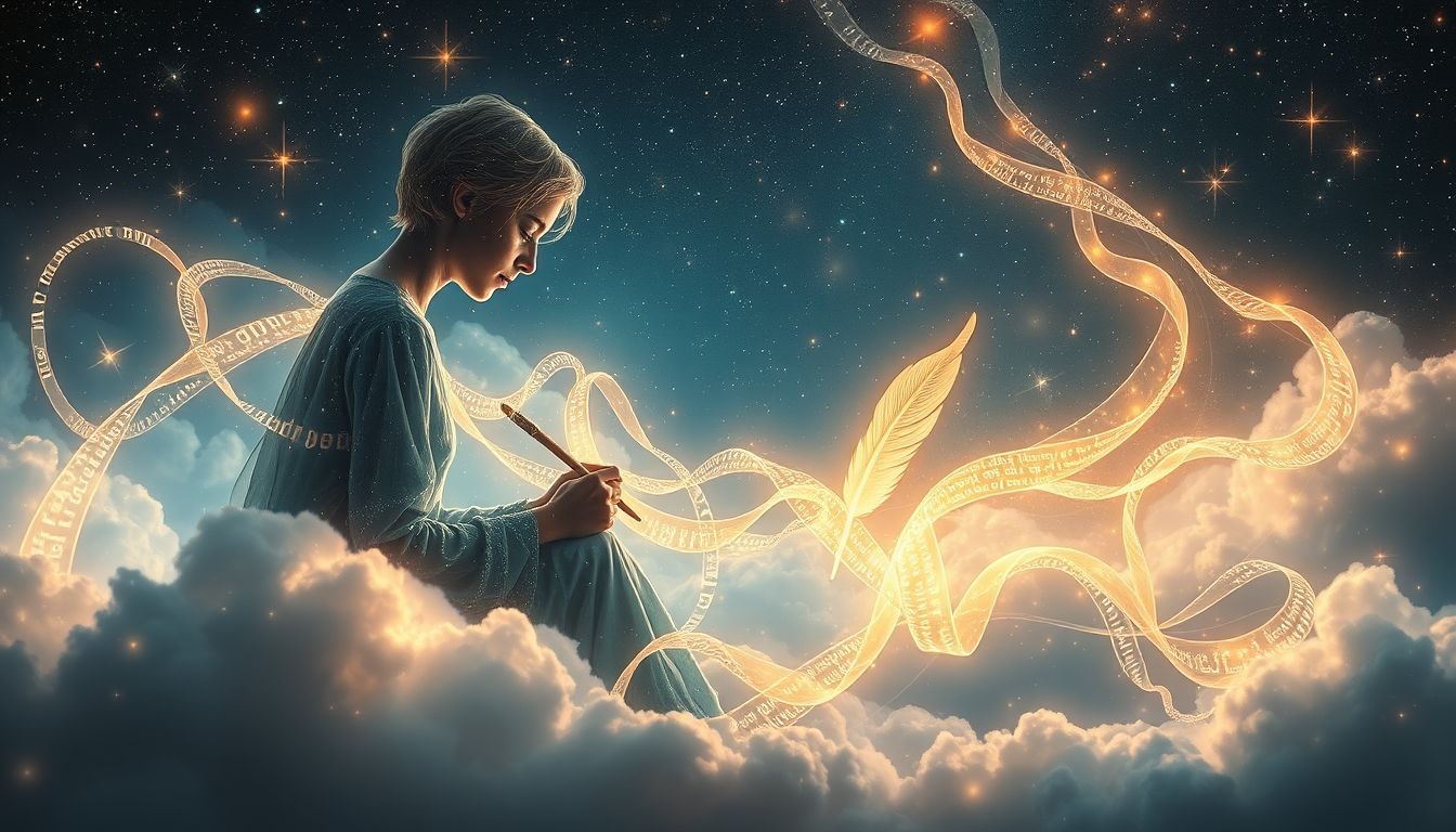 Rêver d'écrire de la poésie révèle une profonde introspection personnelle.