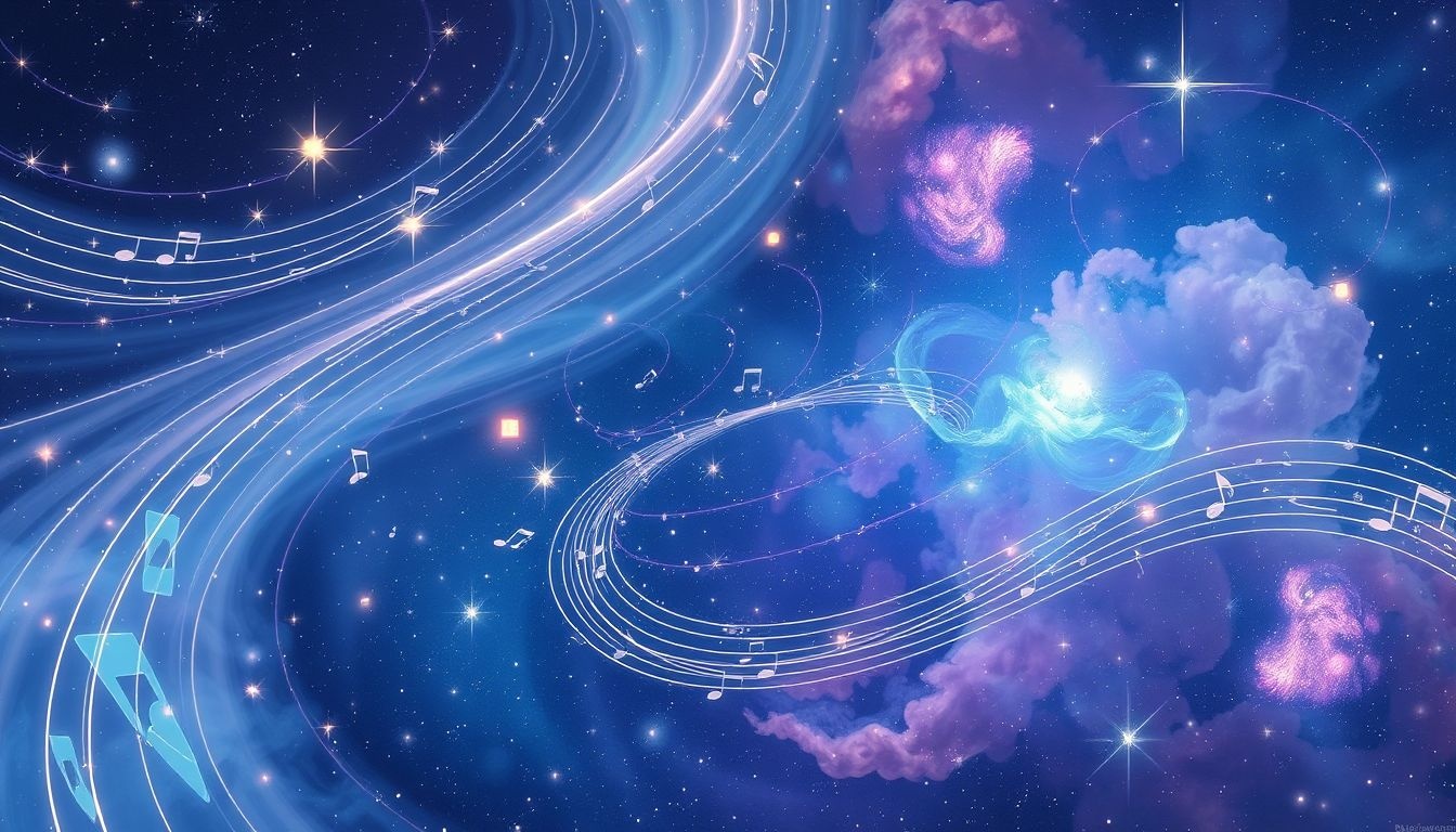 Rêver d’étoiles filantes et musique symbolise créativité en harmonie.