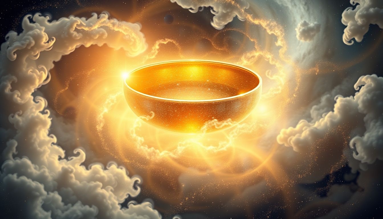 Rêver d'un bénitier en or symbolise abondance spirituelle et richesse intérieure.