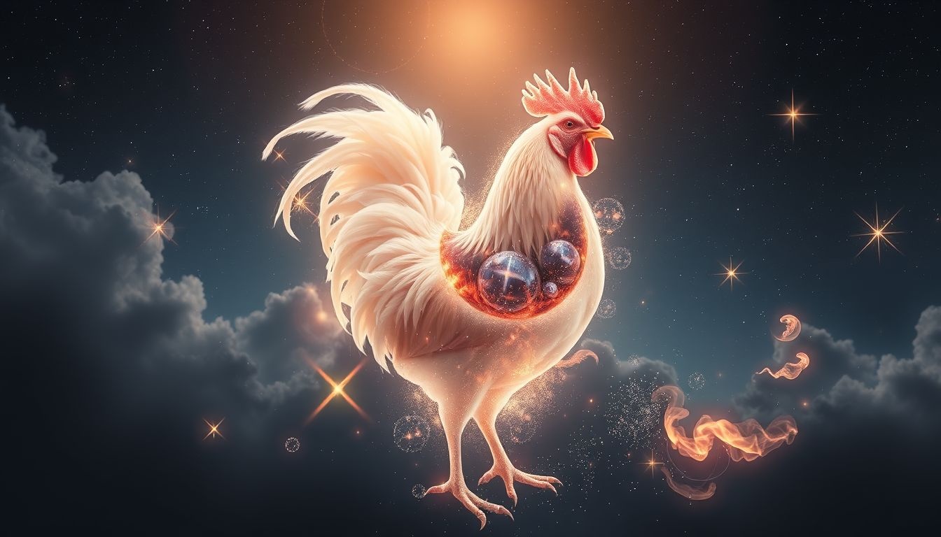 Rêver d’un coq métamorphosé symbolise une transformation intérieure profonde.
