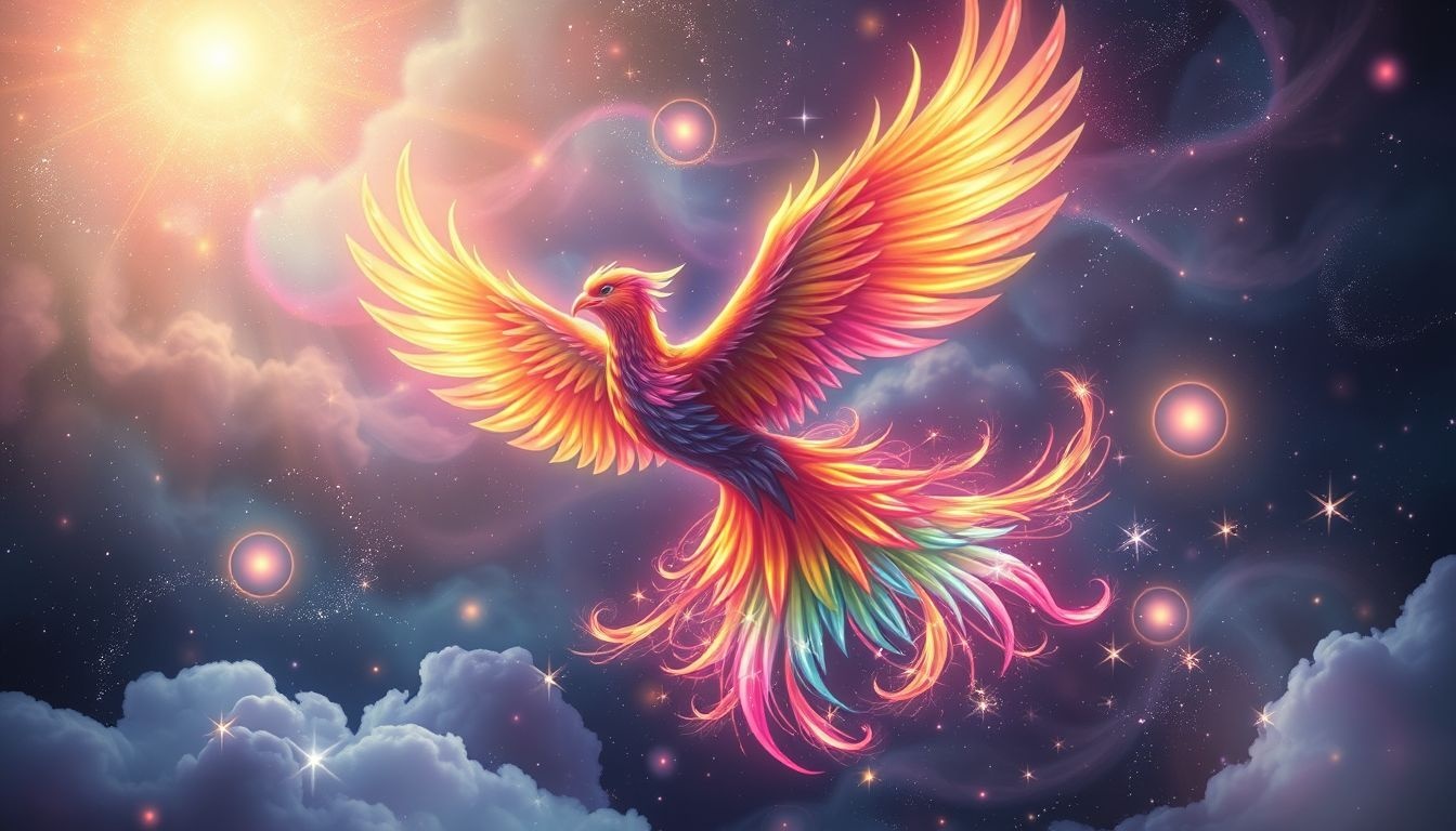 Rêver d’un phénix arc-en-ciel symbolise joie, espoir et harmonie.