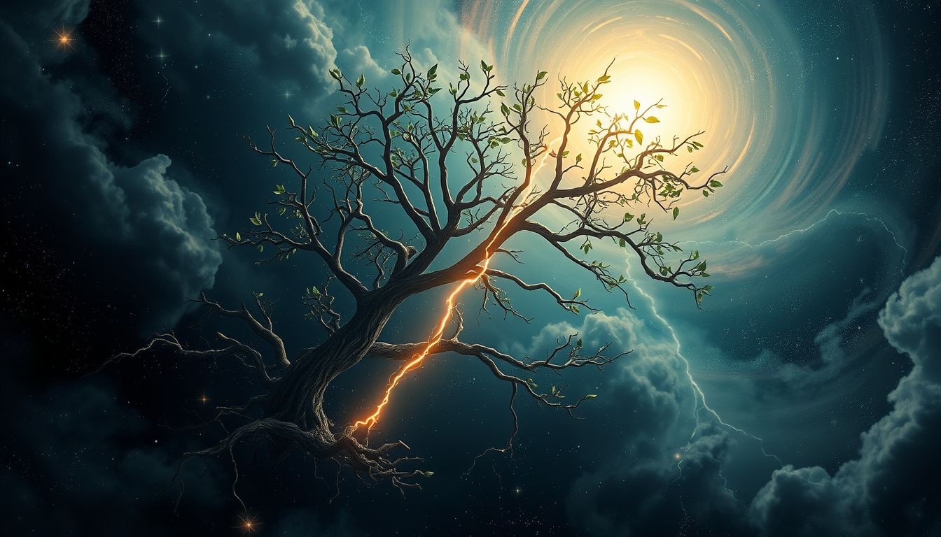 Rêver d’un platane foudroyé symbolise une transformation soudaine.