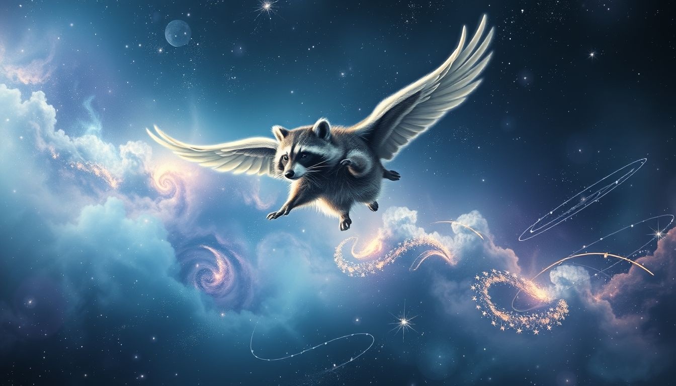 Rêver d’un raton laveur volant symbolise liberté et ruse inattendue.