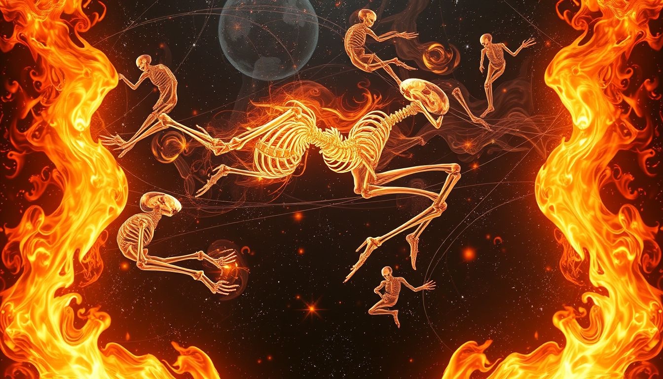 Rêver de feu et carcasse symbolise renaissance après destruction totale.