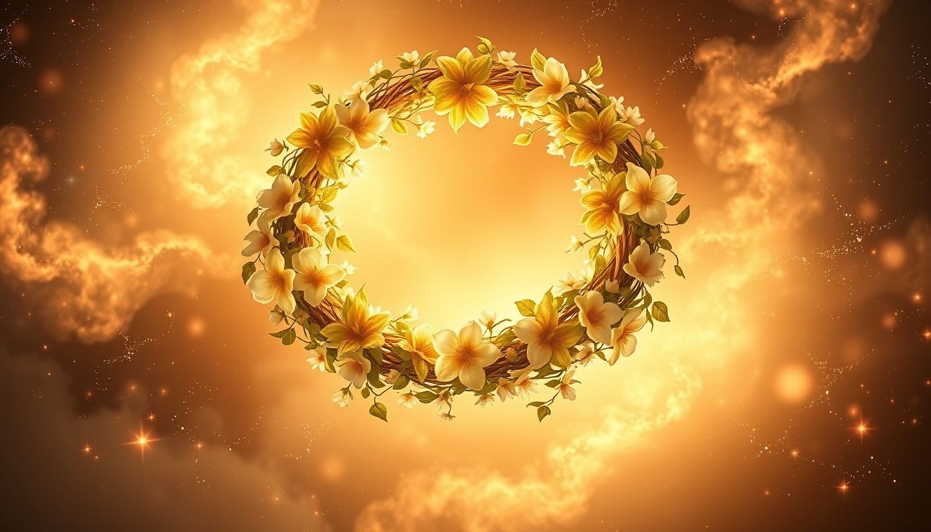 Rêver d'une couronne de lierre fleurie symbolise joie et victoire.
