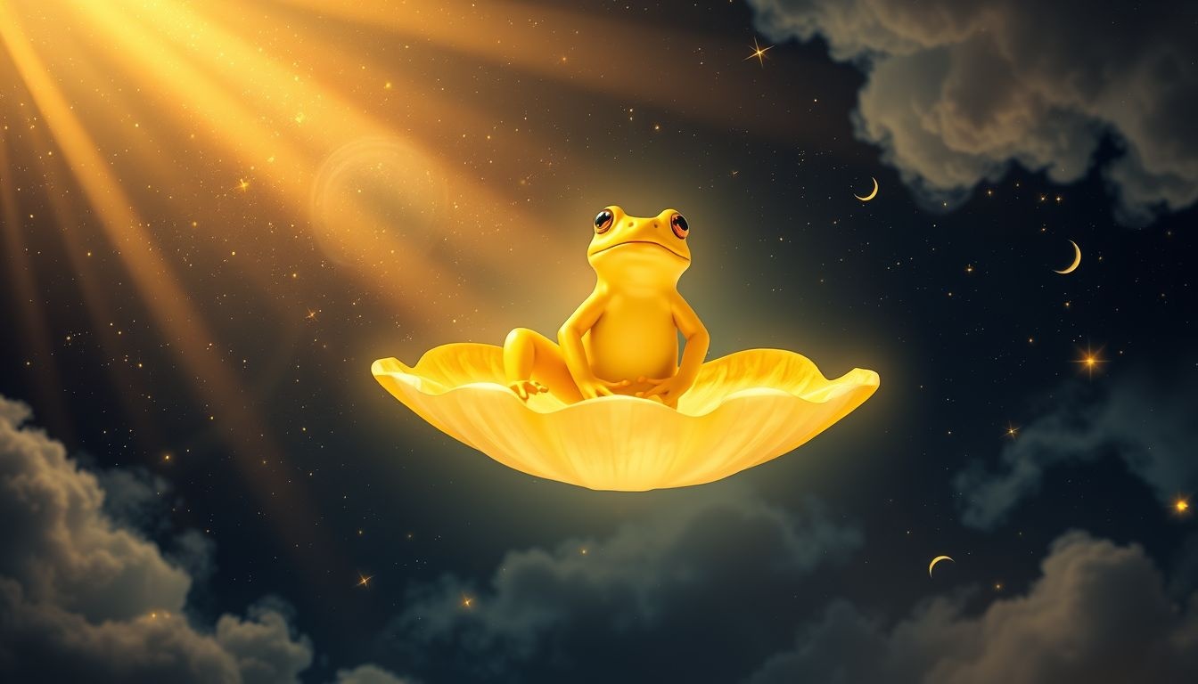 Rêver d'une grenouille jaune symbolise la joie et l'optimisme.