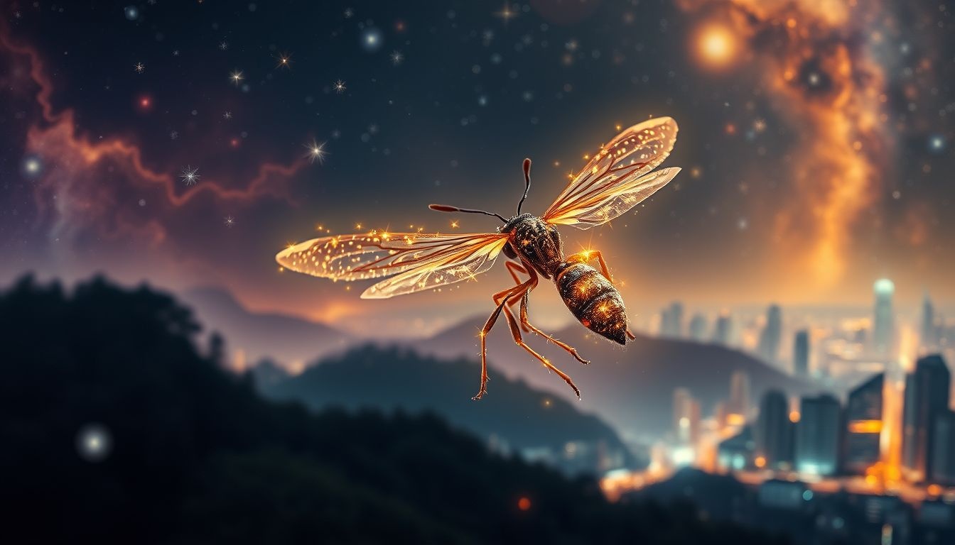Rêver d'une guêpe ichneumon en forêt symbolise vigilance et protection.