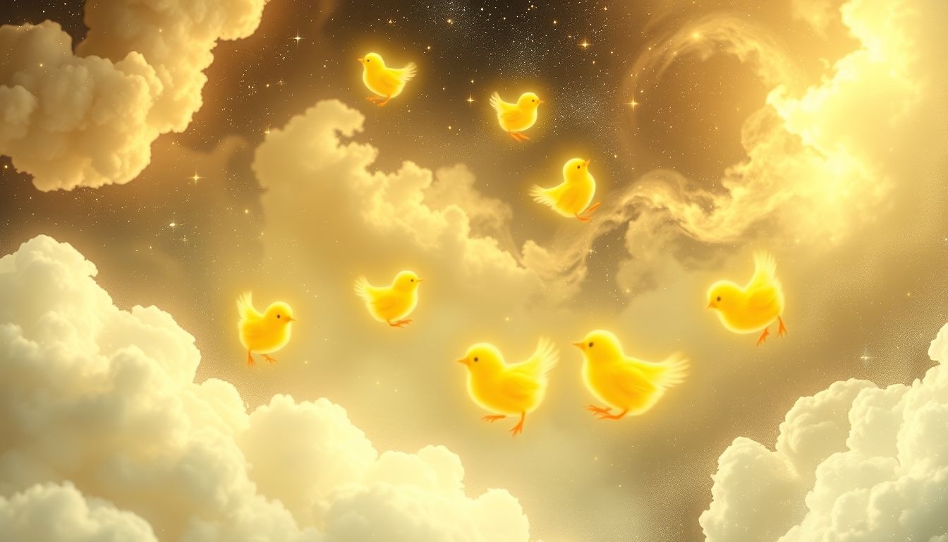 Rêver de poussins jaunes symbolise souvent la joie et l’innocence.