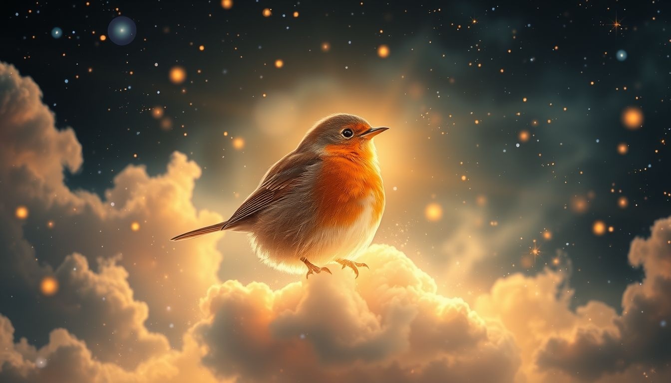 Le rouge-gorge symbolise la joie et la gratitude envers la vie.