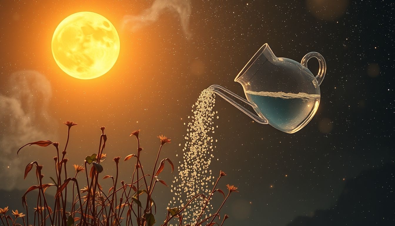 Arroser au soleil symbolise souvent un effort vain et mal orienté.