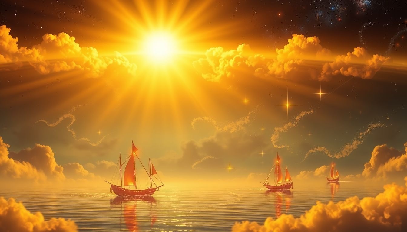 Accoster sous un ciel ensoleillé symbolise un nouvel espoir radieux.