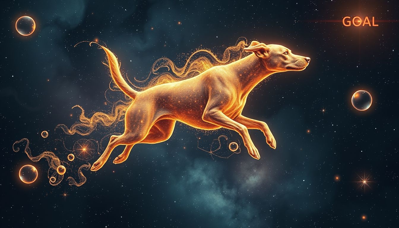 Le chien de chasse symbolise la détermination et l'énergie ciblée.