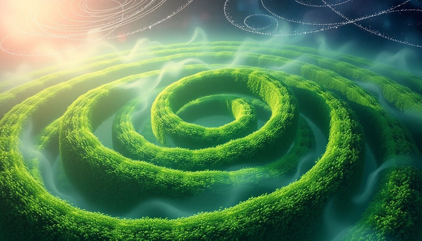 Rêver d'une haie de buis labyrinthique symbolise un chemin complexe intérieur.