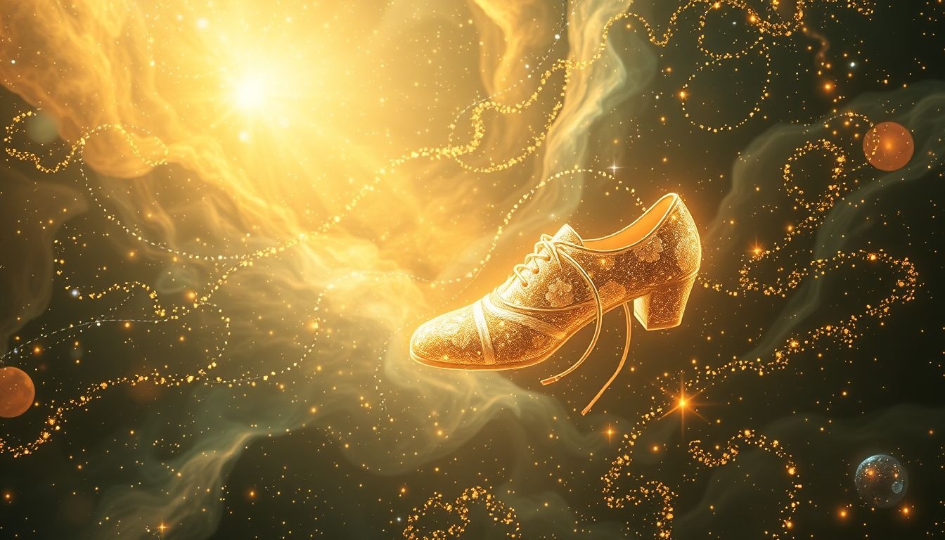 Essayer des chaussures dorées évoque richesse, succès et clairvoyance intérieure.