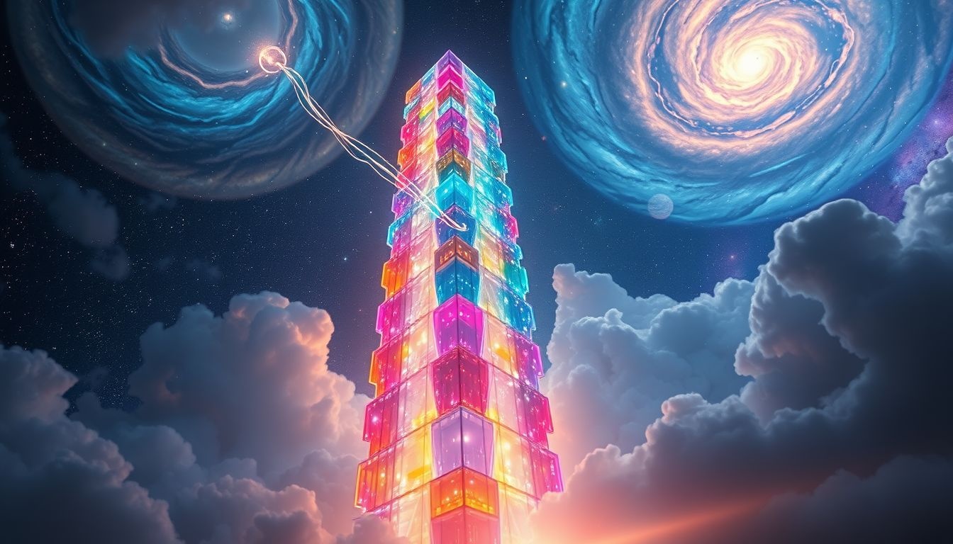 Un gratte-ciel multicolore symbolise une créativité riche et variée.