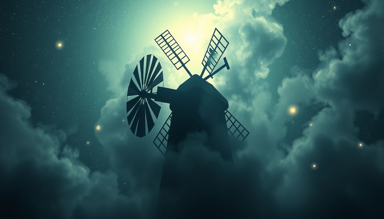 Rêver d’un moulin à vent sombre révèle peurs et obstacles intérieurs.