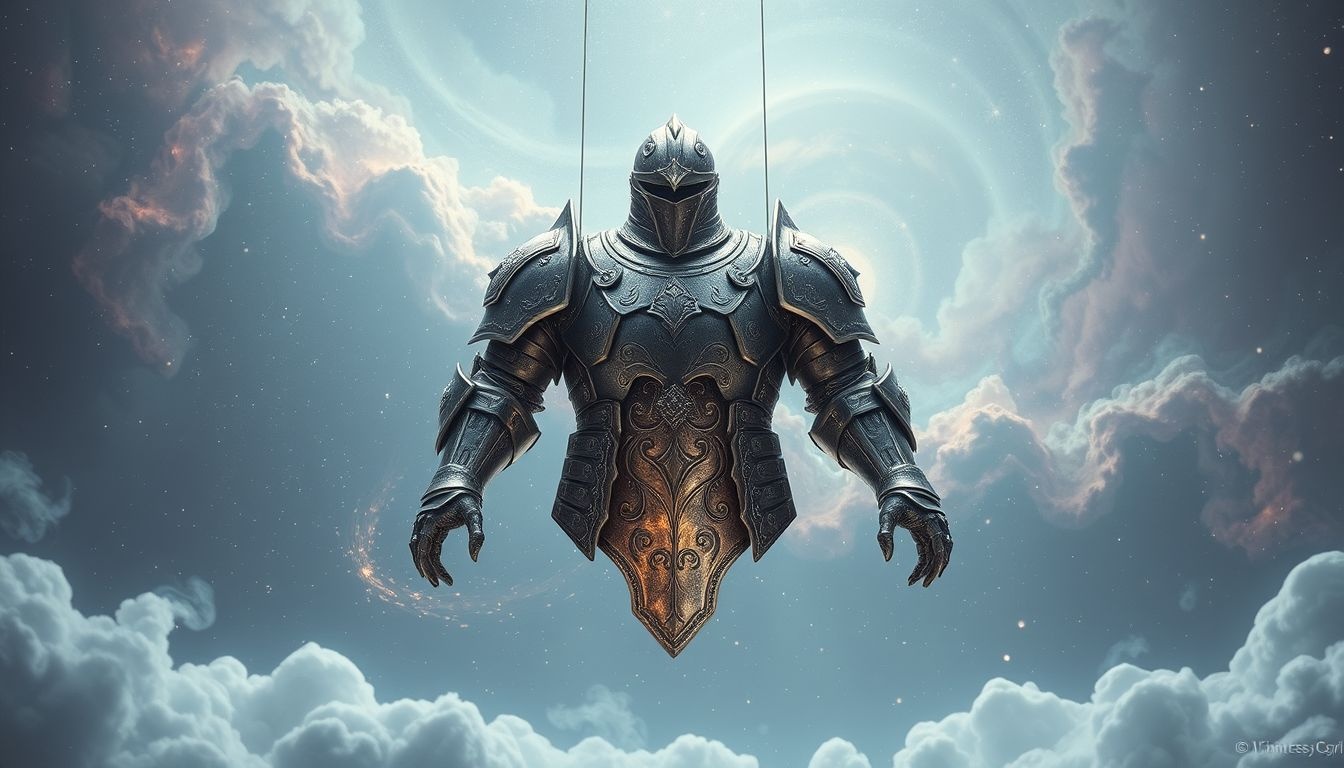 Rêver d'armure lourde révèle un fardeau émotionnel pesant.