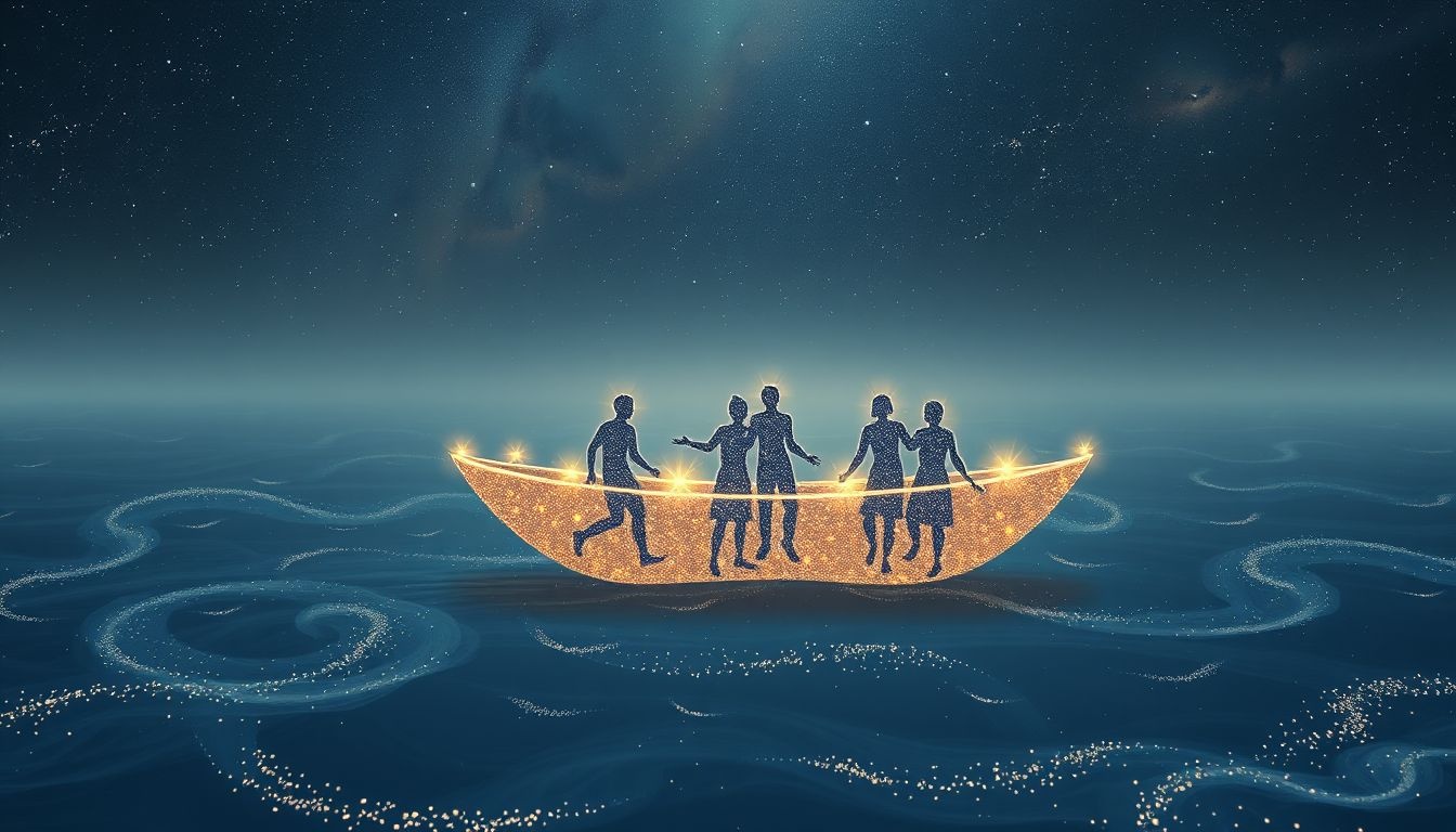 Rêver d'un radeau partagé reflète l'harmonie et la coopération sociale.