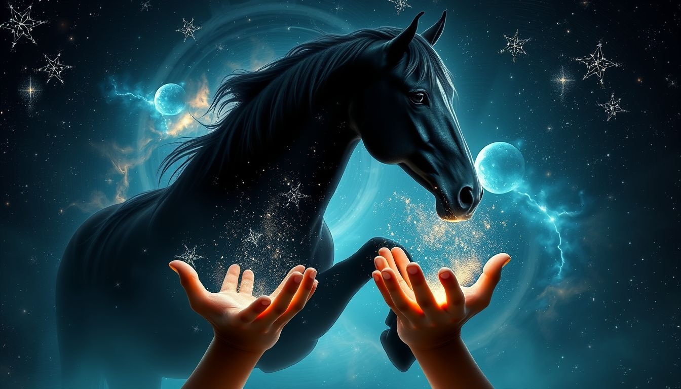 Nourrir un cheval noir symbolise cultiver votre puissance intérieure cachée.