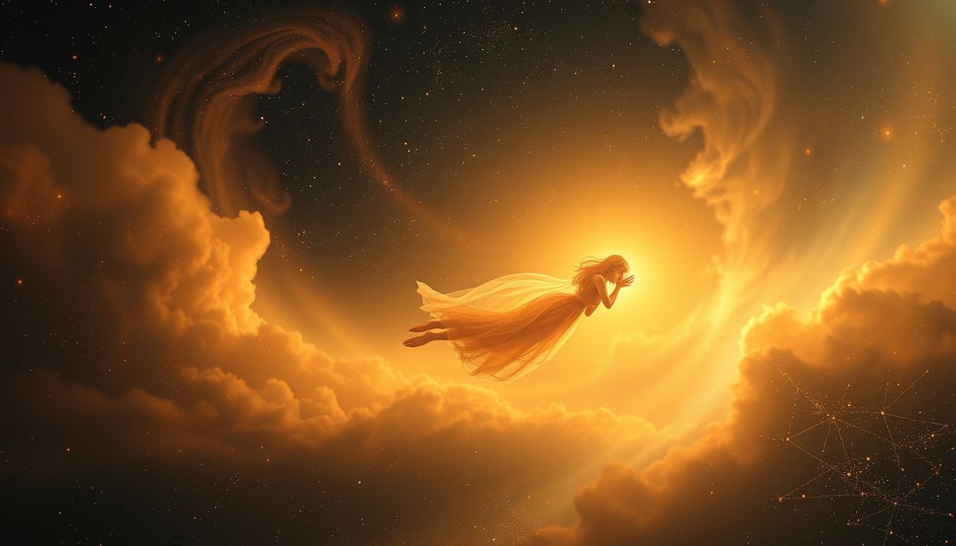 Un rayon de lumière symbolise l'apaisement et l'espoir après un deuil.