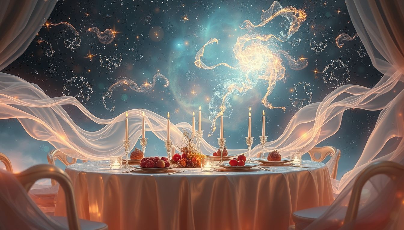 Un banquet onirique symbolise souvent l'abondance et la convivialité.