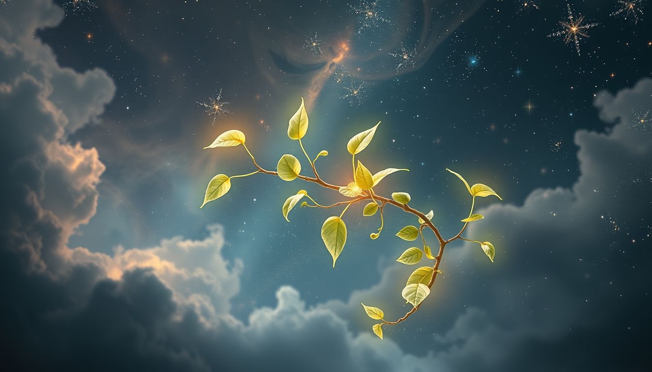 Les feuilles de vigne symbolisent la transformation et la renaissance intérieure.