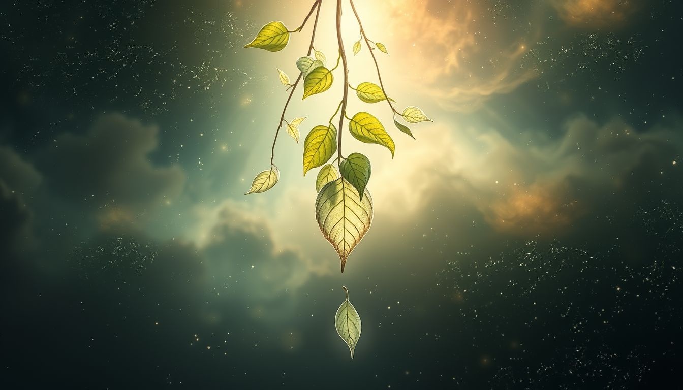 Les feuilles de vigne tombantes symbolisent l'acceptation du changement.