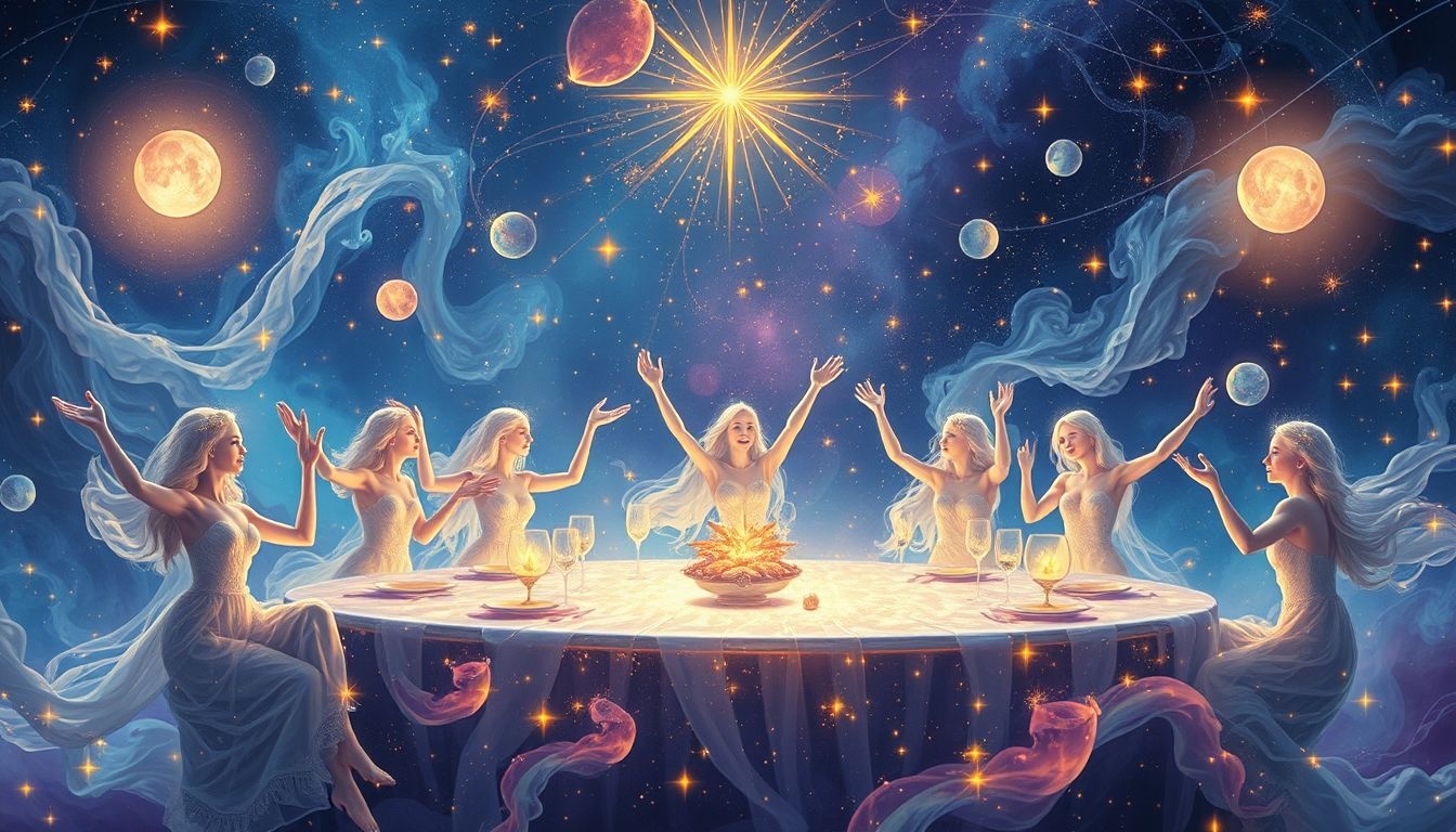 Se sentir joyeux au banquet symbolise abondance et harmonie sociale.
