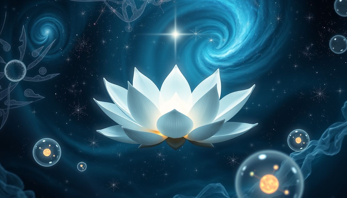Le lotus blanc symbolise l’éveil spirituel et la pureté intérieure.