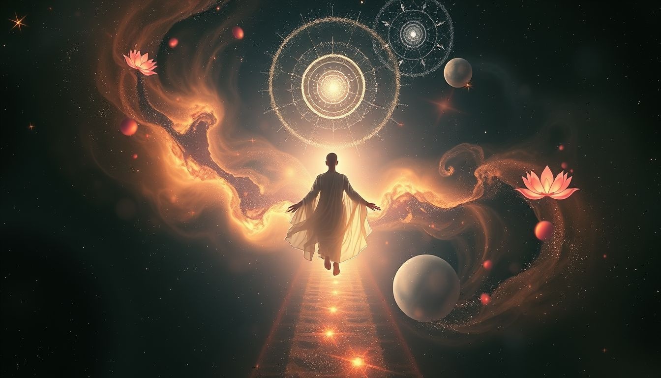 Le vagabond symbolise la quête intérieure vers la liberté spirituelle.