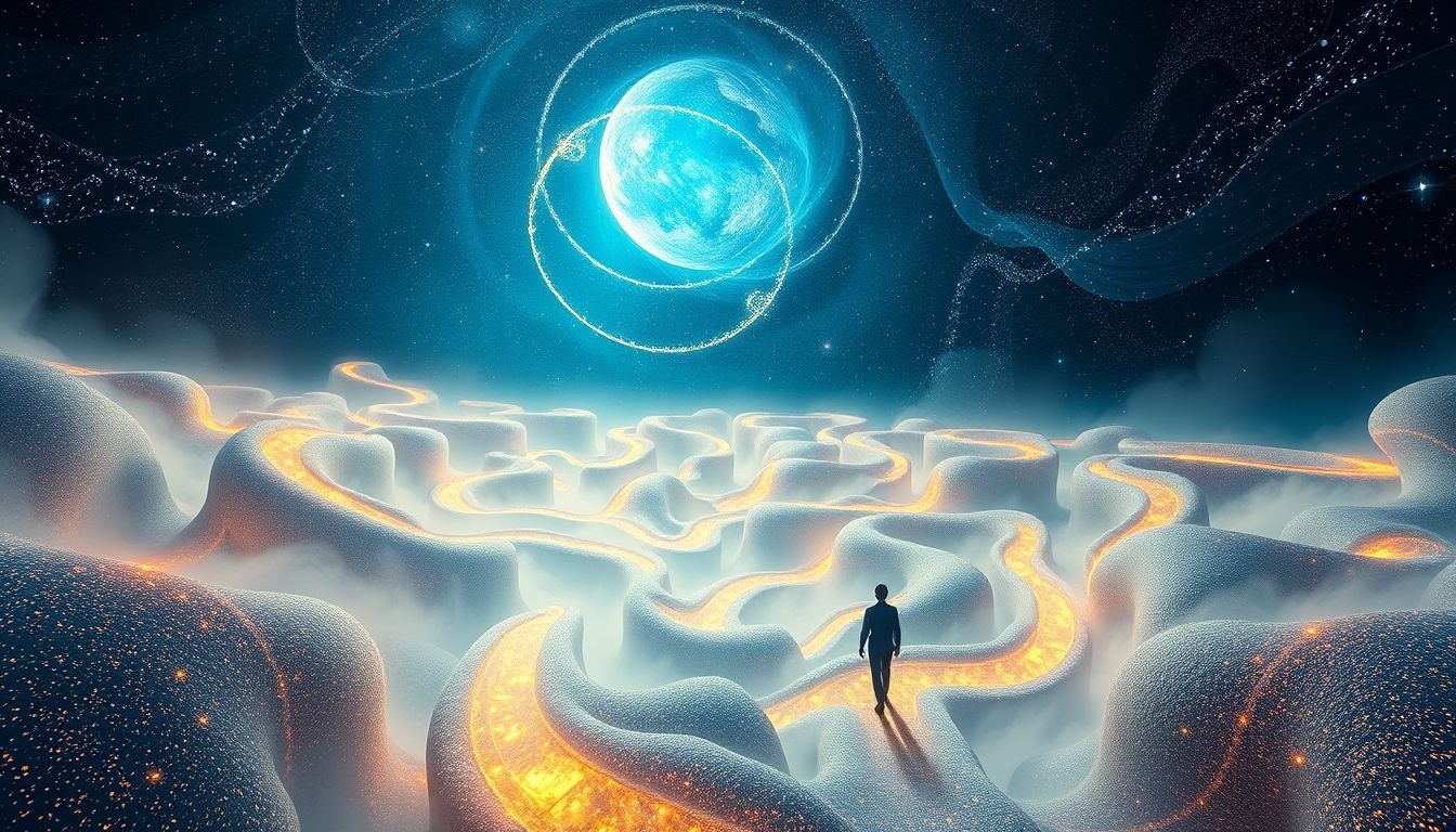 Se perdre dans un labyrinthe symbolise la recherche intérieure profonde.