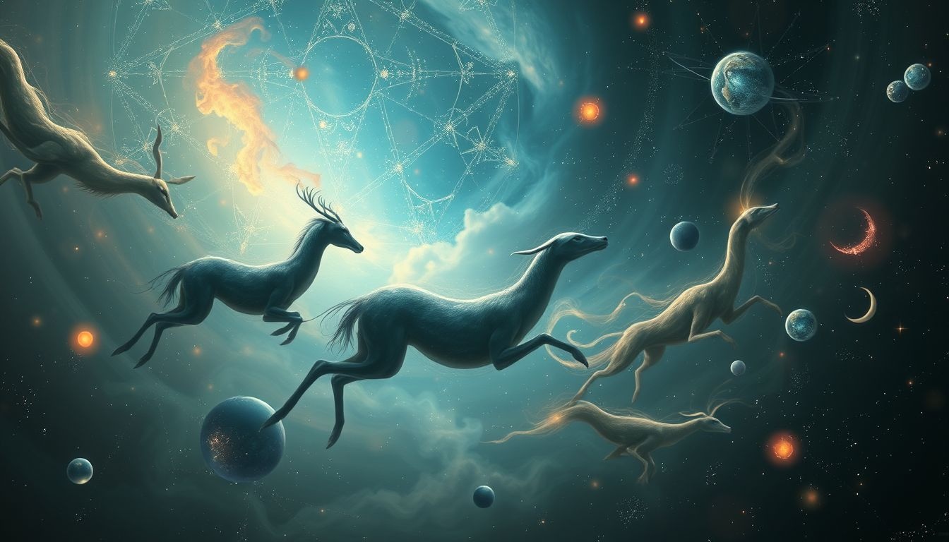 Les animaux symboliques incarnent les tensions du maniérisme onirique.
