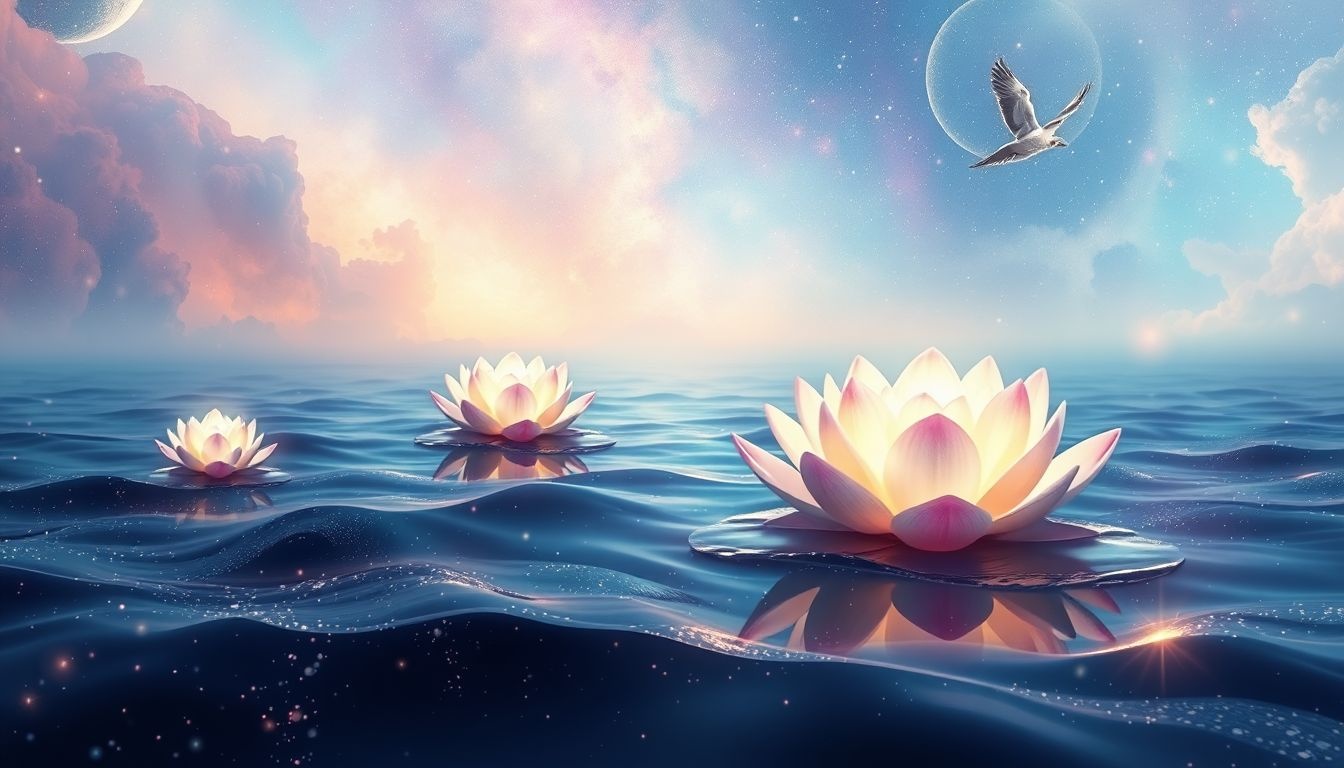 Rêver d’un champ de lotus symbolise paix intérieure et prospérité.