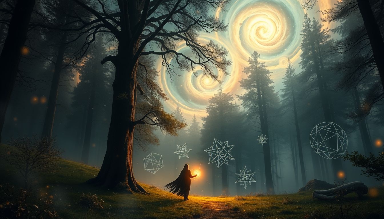 Rêver d’un mage en forêt symbolise sagesse cachée et transformation intérieure.