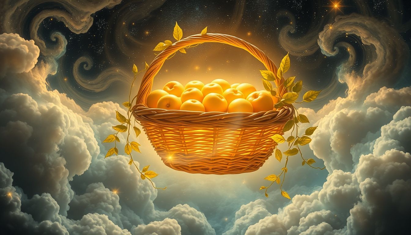 Rêver d’un panier en osier plein symbolise richesse et accomplissement.