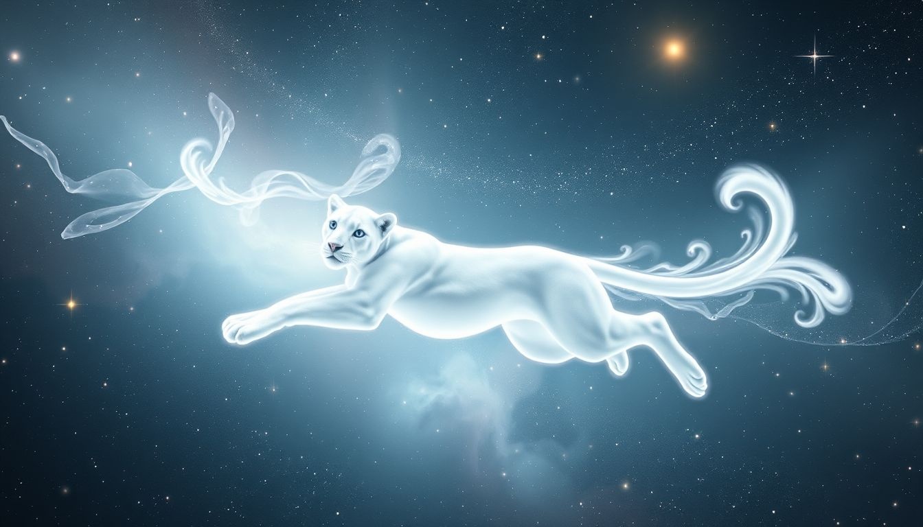 Rêver d'une panthère blanche symbolise un nouvel élan spirituel profond.