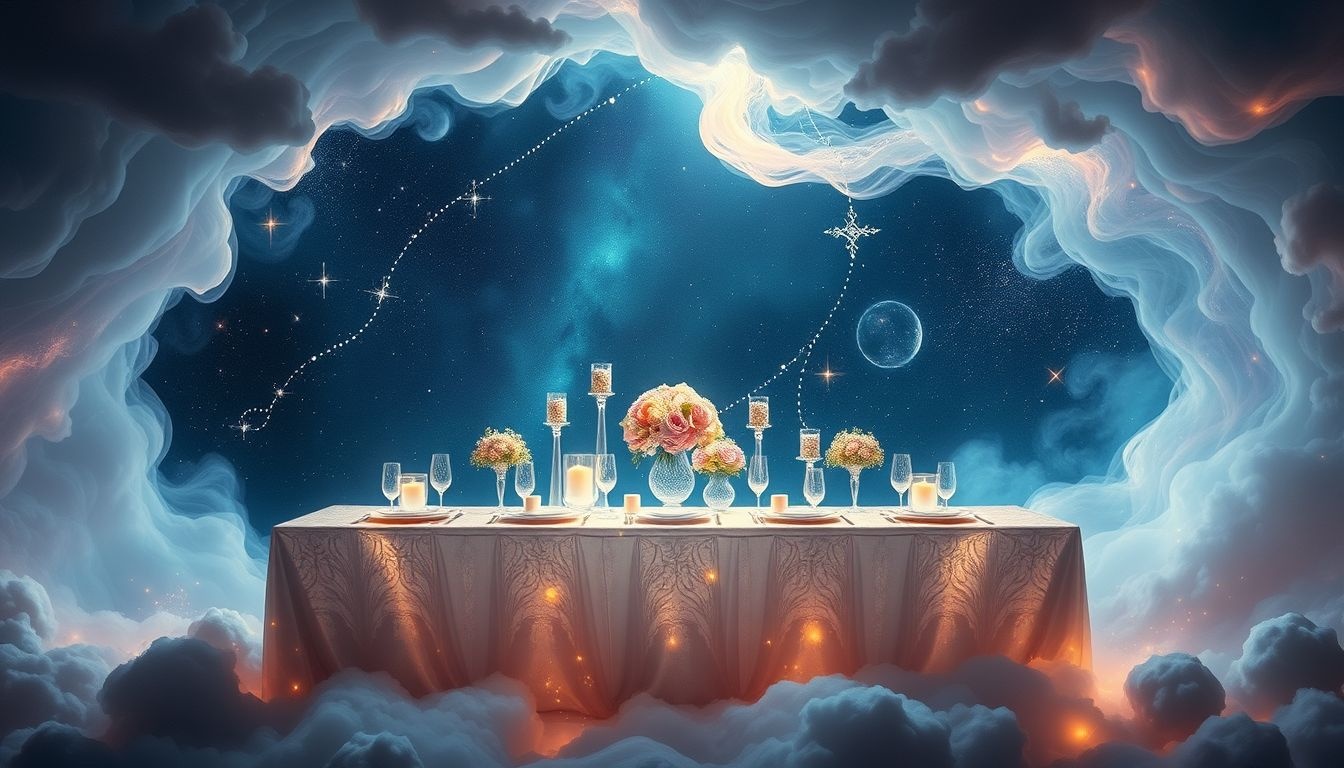 Rêver d’un banquet de mariage symbolise l’union joyeuse et l’abondance.