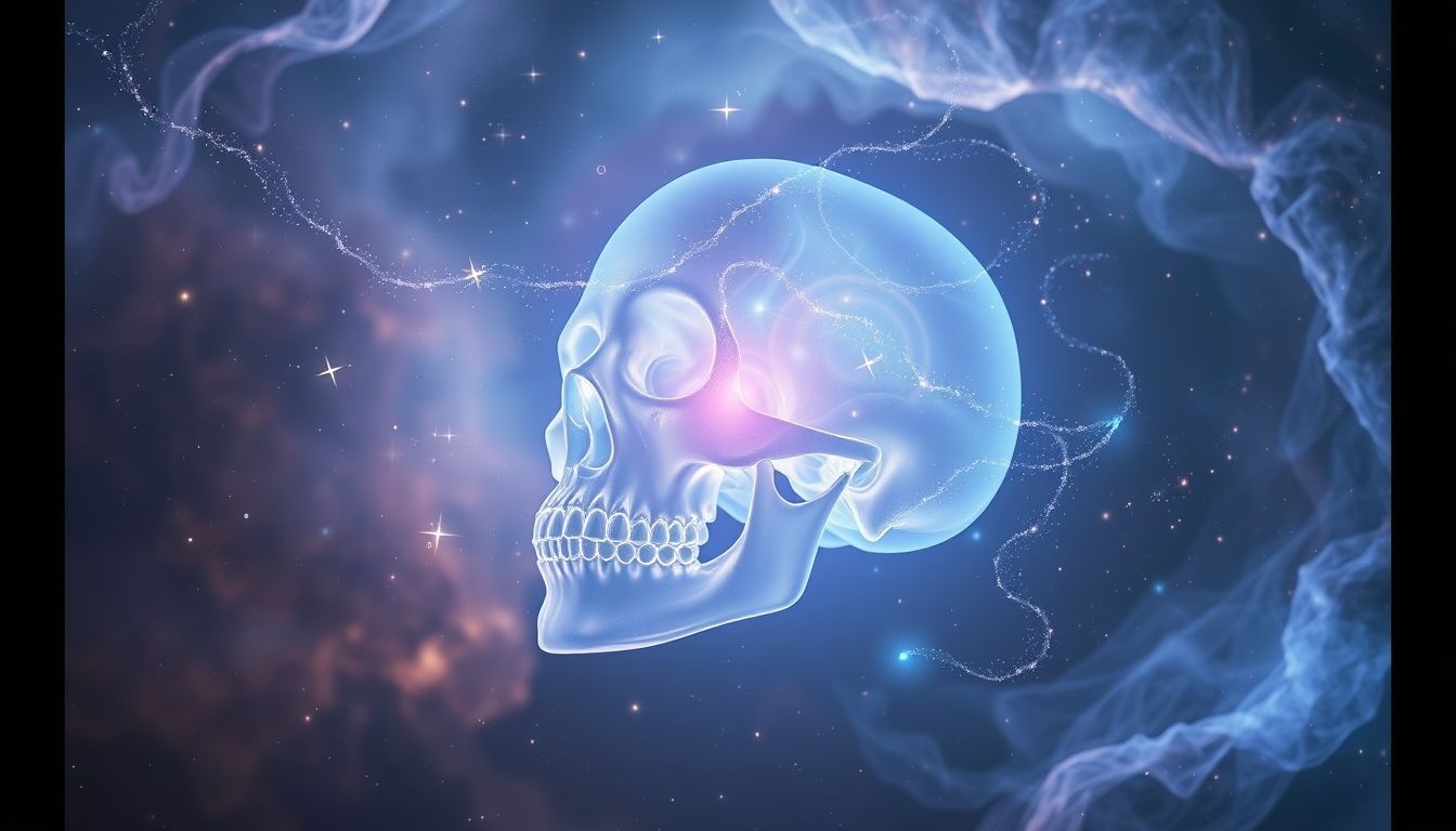 Rêver du crâne symbolise souvent la sagesse et la réflexion profonde.