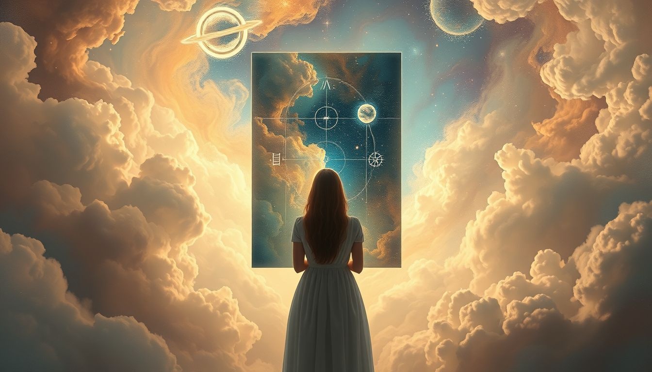 Regarder une peinture symbolise la quête intérieure et la créativité.