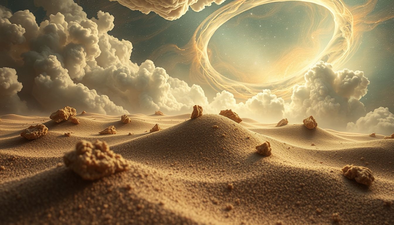 Le sable grossier symbolise obstacles rugueux et défis persistants.