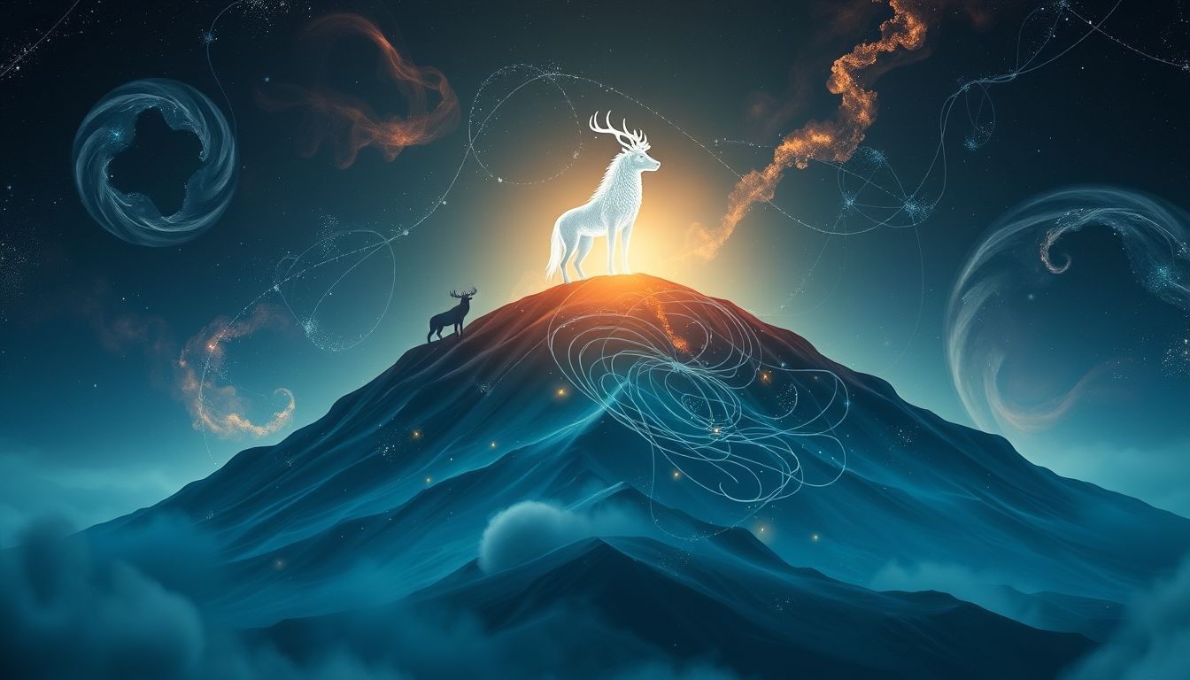 Les animaux sur une butte symbolisent instincts et forces intérieures puissantes.