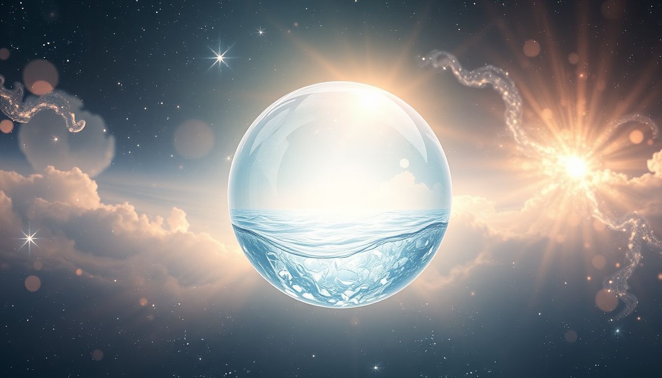 Un bocal d'eau claire symbolise la purification et la clarté intérieure.
